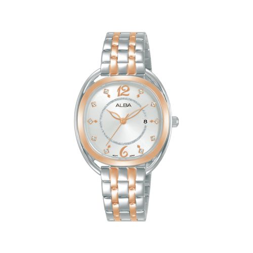 ساعة يد ألبا حريمي فاشون سوار استانلس ستيل ، مينا سيلفر فاتح AH7BG6X1