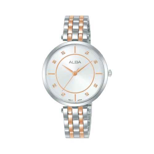 ساعة يد ألبا حريمي فاشون سوار استانلس ستيل ، مينا سيلفر فاتح ARX078X1