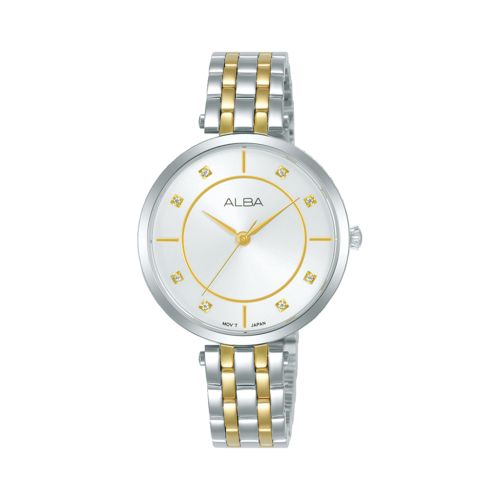 ساعة يد ألبا حريمي فاشون سوار استانلس ستيل ، مينا سيلفر فاتح ARX080X1