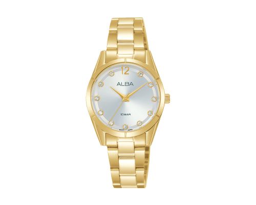 ساعة يد ألبا حريمي فاشون سوار استانلس ستيل ، مينا سيلفر فاتح AH8740X1