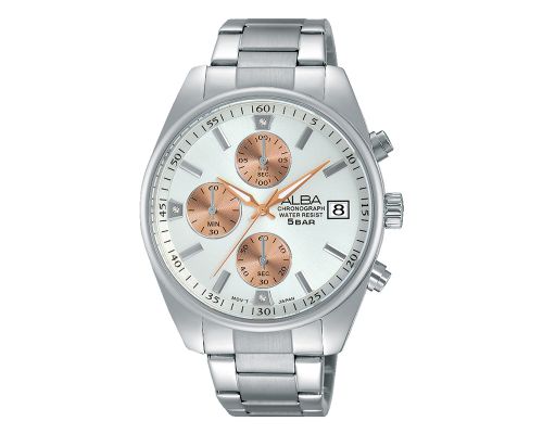 ساعة يد ألبا حريمي برستيج سوار استانلس ستيل ، مينا سيلفر فاتح AM3217X1