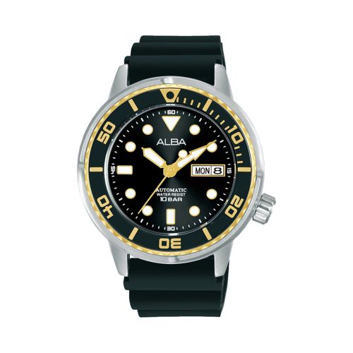 ساعة يد ألبا رجالي أكتيف سوار سيليكون أسود ، مينا لون أسود AL4250X1