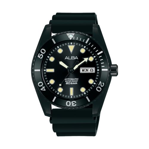ساعة يد ألبا رجالي أكتيف سوار سيليكون أسود مينا لون أسود AL4297X1