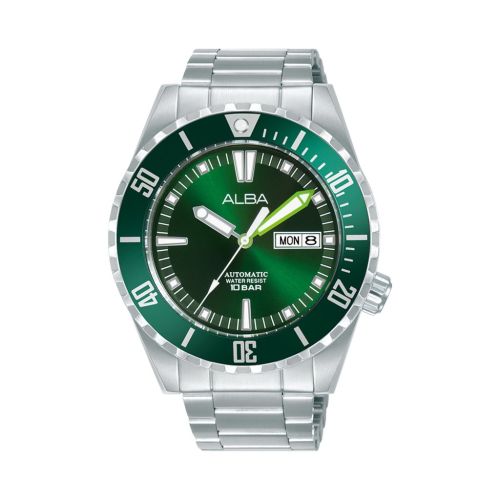 ساعة يد ألبا رجالي أكتيف سوار استانلس ستيل مينا لون أخضر AL4699X1
