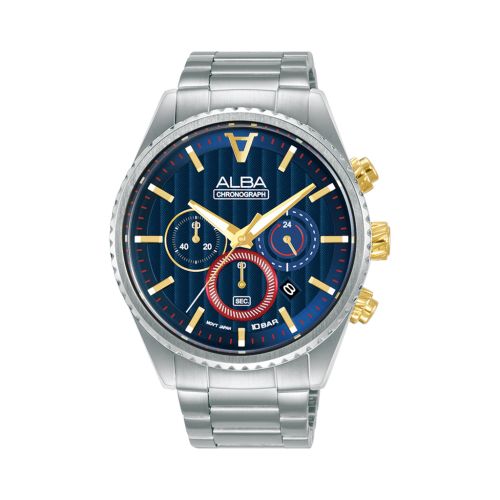 ساعة يد ألبا رجالي فلاجشيب سوار استانلس ستيل مينا لون أزرق AT3H97X1