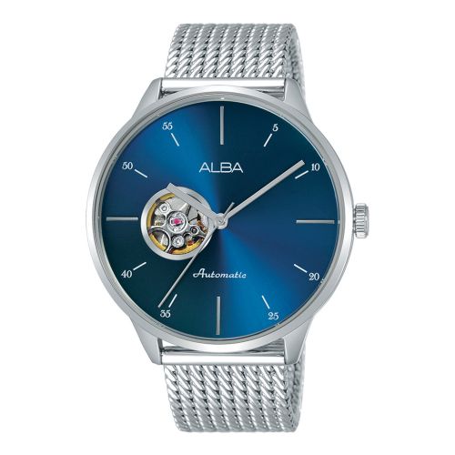 ساعة يد ألبا رجالي فلاجشيب سوار استانلس ستيل ، مينا لون أزرق AU7019X1