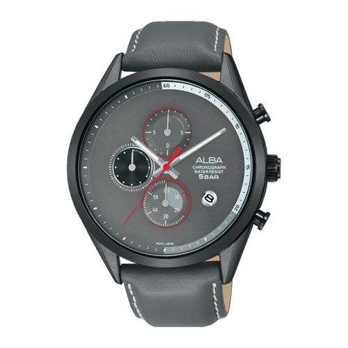 ساعة يد ألبا رجالي برستيج سوار جلد رمادي ، مينا لون رمادي AM3571X1