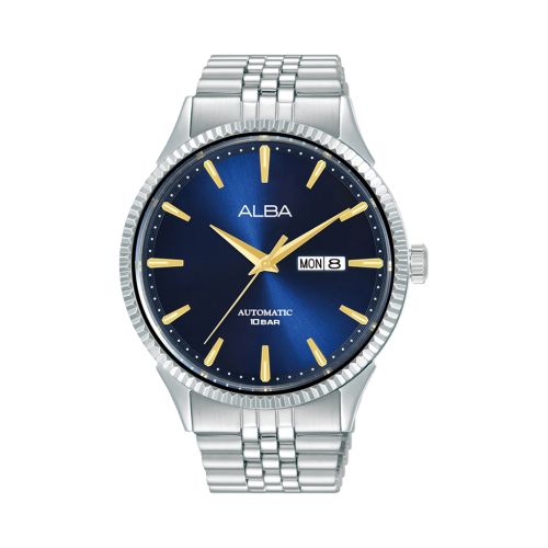 ساعة يد ألبا رجالي برستيج سوار استانلس ستيل ، مينا لون أزرق AL4237X1
