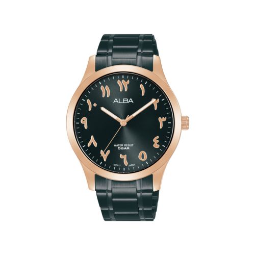 ساعة يد ألبا رجالي استاندرد سوار استانلس ستيل ، مينا لون أسود ARX042X1