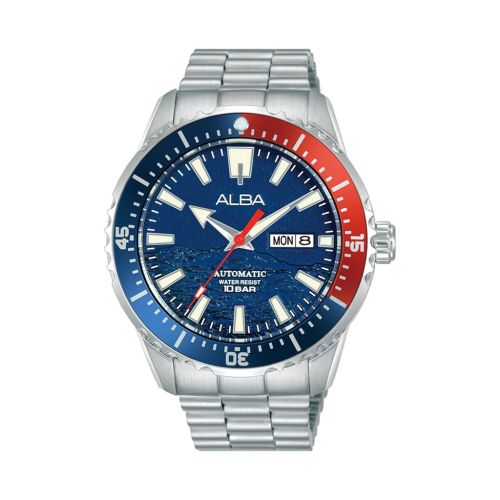 ساعة يد ألبا رجالي أكتيف سوار استانلس ستيل مينا لون أزرق AL4735X1