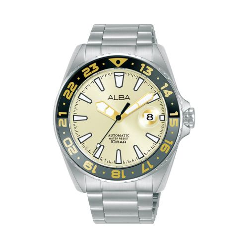 ساعة يد ألبا رجالي أكتيف سوار استانلس ستيل مينا شامبين فاتح AU4065X1