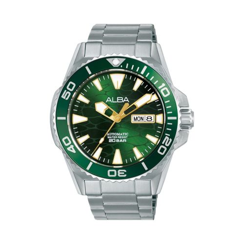 ساعة يد ألبا رجالي أكتيف سوار استانلس ستيل مينا لون أخضر A3B015X1
