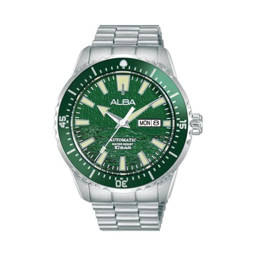 ساعة يد ألبا رجالي أكتيف سوار استانلس ستيل مينا لون أخضر AL4737X1