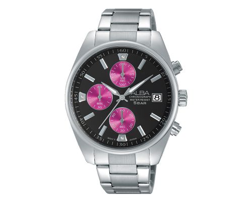 ساعة يد ألبا حريمي برستيج سوار استانلس ستيل ، مينا لون أسود AM3219X1