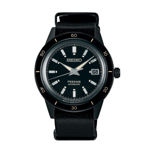 ساعة يد سيكو حريمي بريساج سوار جلد أسود مينا لون أسود SRPH95J1