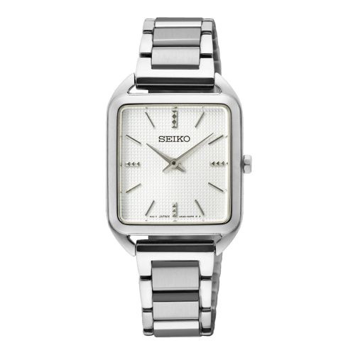 ساعة يد سيكو حريمي كوارتز سوار استانلس ستيل مينا لون أبيض SWR073P1