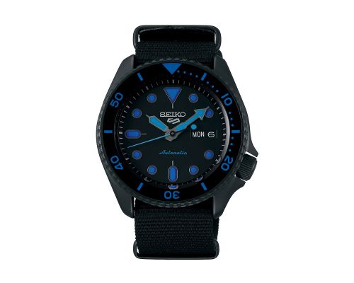 ساعة يد سيكو رجالي 5SPORTS سوار قماش أسود ، مينا لون أسود SRPD81K1