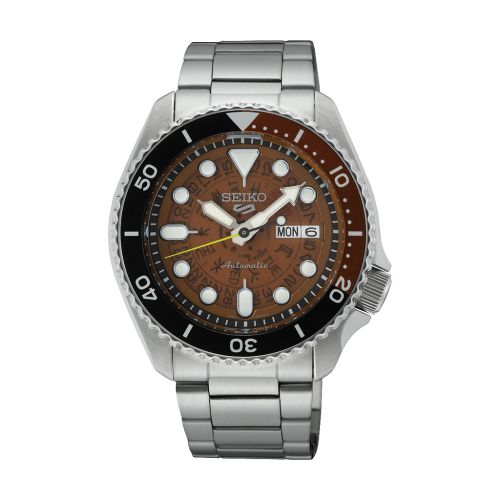 ساعة يد سيكو رجالي 5SPORTS سوار استانلس ستيل مينا لون بني SRPJ47K1