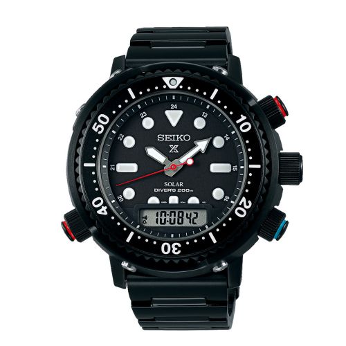 ساعة يد سيكو رجالي بروسبكس سوار استانلس ستيل مينا لون أسود SNJ037P1