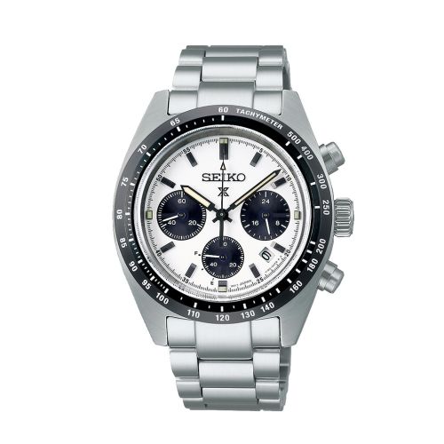 ساعة يد سيكو رجالي بروسبكس سوار استانلس ستيل مينا لون أبيض SSC813P1