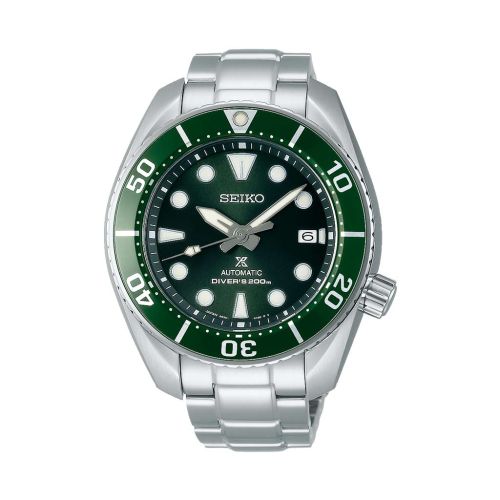 ساعة يد سيكو رجالي بروسبكس سوار استانلس ستيل مينا لون أخضر SPB103J1