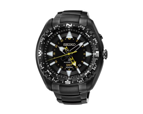 ساعة يد سيكو رجالي بروسبكس سوار استانلس ستيل ، مينا لون أسود SUN047J1