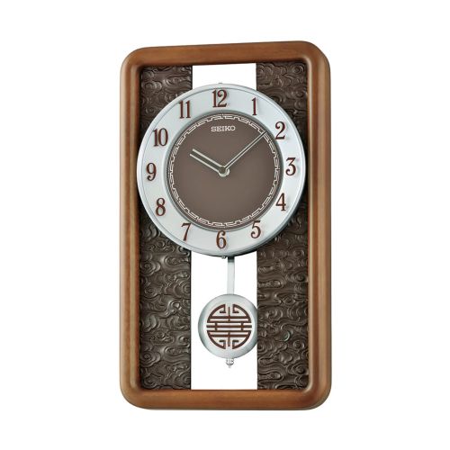 ساعة حائط سيكو برواز خشب مزودة ببندول QXC245B