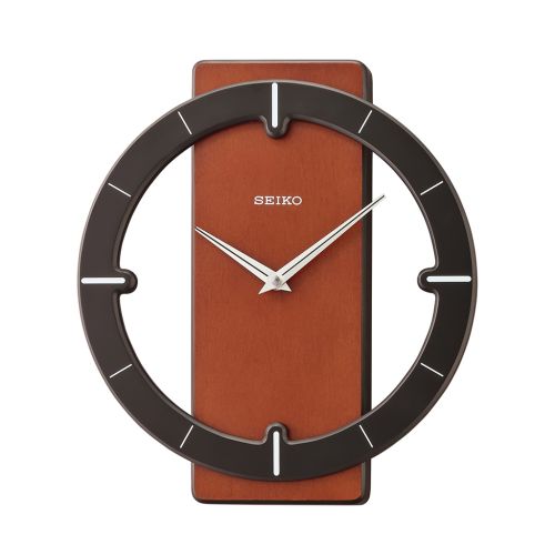 ساعة حائط سيكو برواز خشب مزودة بكاتم صوت تلقائي QXA774Z