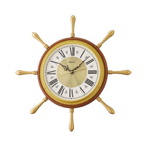 ساعة حائط سيكو برواز خشب مزودة بكاتم صوت تلقائي QXA785B