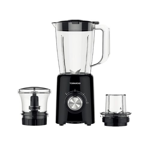 خلاط كهربائي تورنيدو 500 وات سعة 1.5 لتر بمطحنة كبة أسود BL-500T