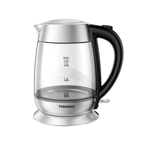 غلاية مياه تورنيدو زجاج 1.7 لتر 1850-2200 وات زجاجي شفاف TKG-2217SB