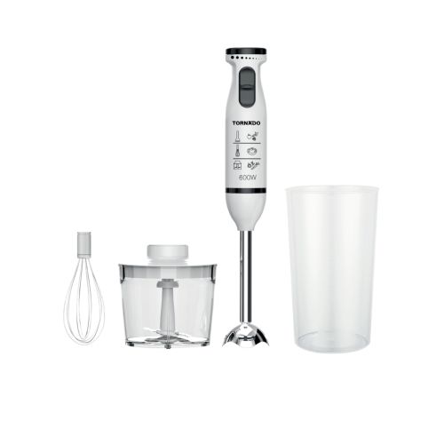 خلاط يدوي تورنيدو 600 وات كبة مضرب بيض أبيض HB-600GWT