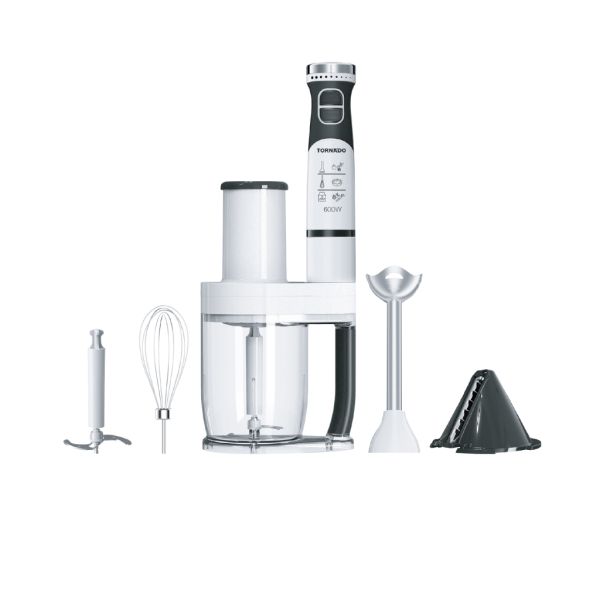 خلاط يدوي تورنيدو 600 وات كبة مضرب بيض أبيض HB-600WBT
