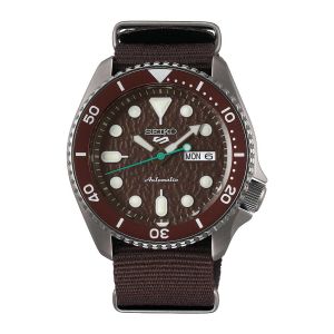 SEIKO Men's Hand Watch 5 SPORTS Brown Nylon Band, Brown Dial SRPD85K1