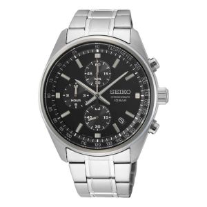 SEIKO Men's Hand Watch CHRONOGRAPH Stainless Band Black Dial SSB379P1