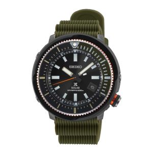 SEIKO Men's Hand Watch PROSPEX Oily Rubber Strap, Black Dial SNE547P1