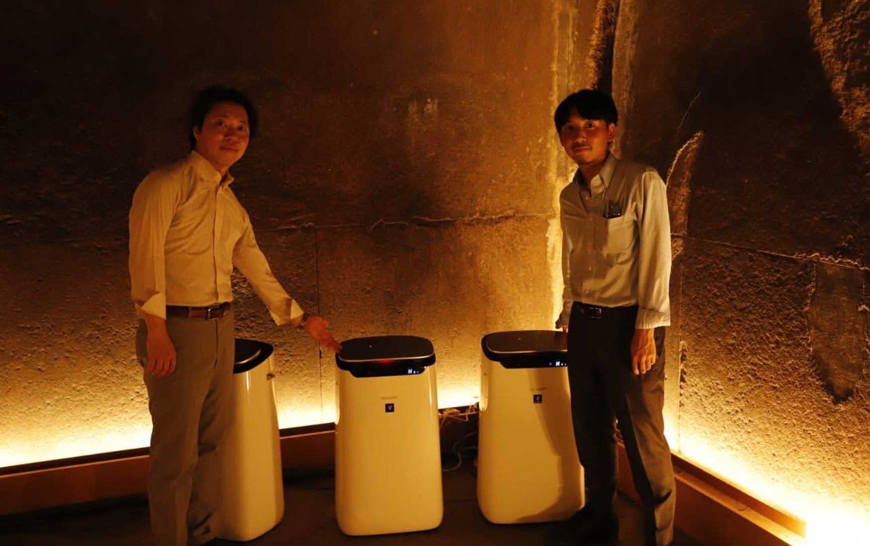 Elaraby and Sharp install air purifiers inside the Royal Chambers of the Great Pyramid