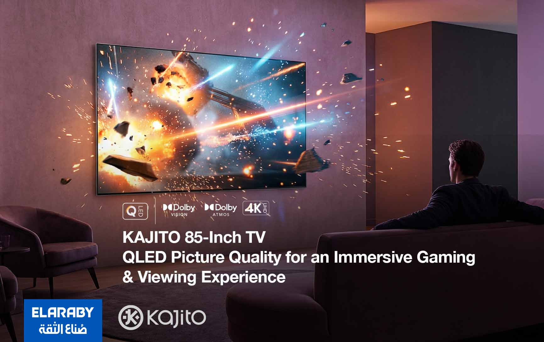 Kajito 85-Inch 4K Smart TV with Frameless Design for Home Cinematic Experience