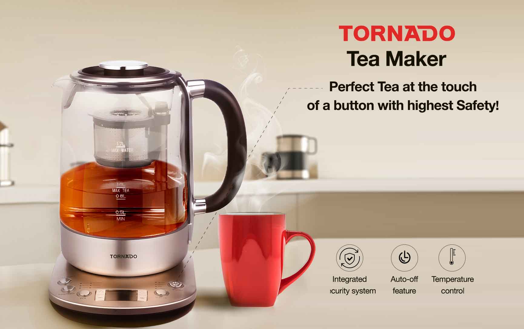 Tornado Digital Tea Maker – Perfect Tea at the Press of a Button with Maximum Safety!
